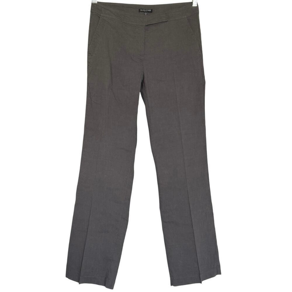 Eileen Fisher Linen Viscose Stretch Pant Charcoal Size 6P